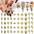 Halloween Nail Charms Kit 100pcs Gold Alloy Skull Ghost Bat Pumpkin - Variation KIT2