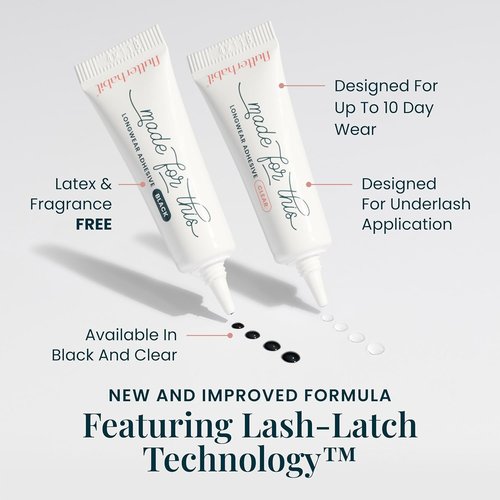 FlutterHabit Made for This Adhesive (3mL), Mini Lash Glue for Eyelash Extensions, All Day Hold for Lash Clusters, Long-Lasting All-in-One Glue for Effortless Application and Secure Wear
