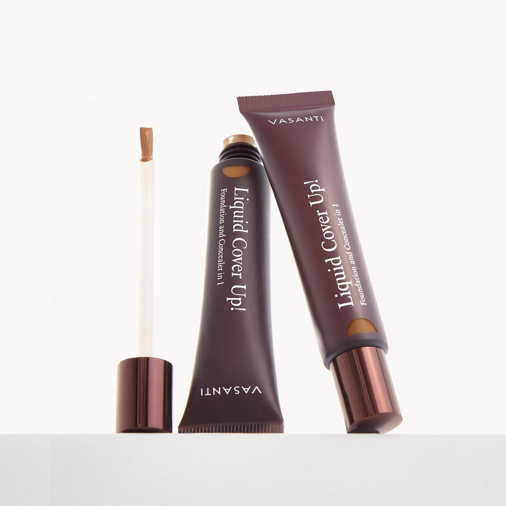 VASANTI Oil-Free Foundation & Concealer - Liquid Cover-Up (V3) | Long-Lasting Matte Finish, Vegan-Friendly
