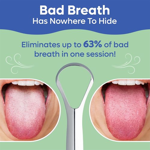 **Tongue Scraper | Stainless Steel 2-Pack with Travel Case | Effective Bad Breath Treatment**
