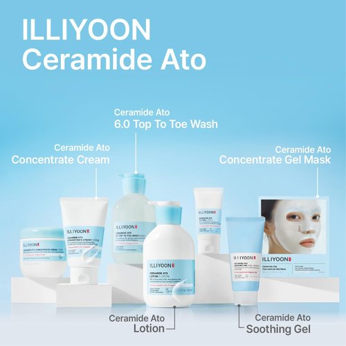 Illiyoon Ceramide Ato Concentrate Gel Face Mask | 34g x 4ea, Ceramide & Collagen Hydrating Overnight Hydrogel Mask with Hyaluronic Acid, Korean Pore Tightening Sleep Mask, Glass Skin Glow