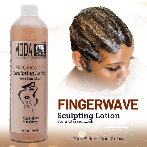 MODA Finger Wave Sculpting Lotion - Non-Greasy Curl Cream for Curly Hair, Lasting Hold - 16 Oz