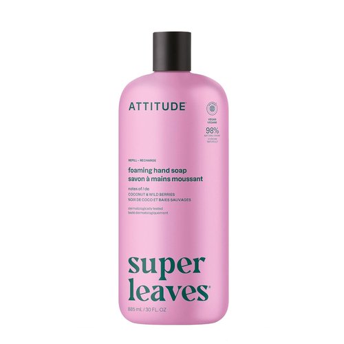 ATTITUDE Foaming Hand Soap - Natural & Plant-Based, EWG Verified, Coconut & Wildberries Scent | 30 Fl Oz