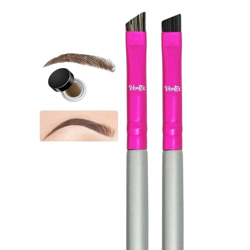 Skiennix Firm Eyebrow Brush Kit - Waterproof Pomade Applicator for Precise Contouring | 2-Piece Set