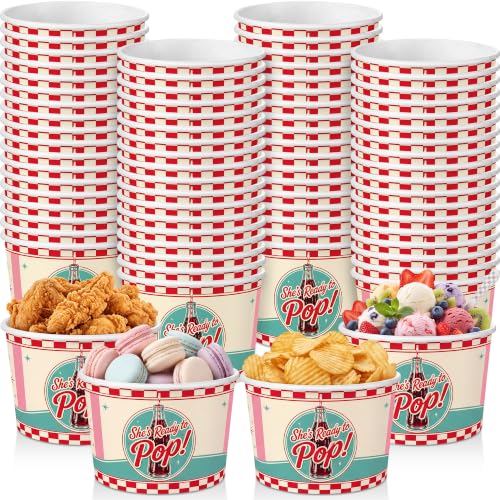 Disposable Ice Cream Bowls 16oz Pack of 60 - She's Ready to Pop Design