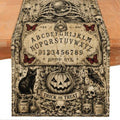 Halloween Table Runner with Skull & Spider Web Design, 13x90 Inches - Pumpkin & Black Cat Variation