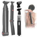 ETbyto Back Shavers for Men Long Handle，Multifunctional Self-Service Electric Back Hair Razor with Adjustable Handle，Men's Back Shaver wiht Nose Hair Trimmer Set and 2 Shock Absorber Flex Heads(B