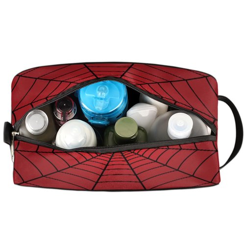SinSenMa Red Spiders Web Toiletry Bag,Travel Cosmetic Bag,Hanging Makeup Bag,TSA Approved Hygiene Bag Waterproof Shave Dopp Kit Organizer for Toiletries Shower Bathroom Carry-on Accessories Gifts