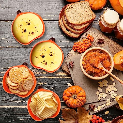 Orange Pumpkin Ramekins Set of 12 - 6 oz Ceramic Bowls for Thanksgiving & Fall Parties