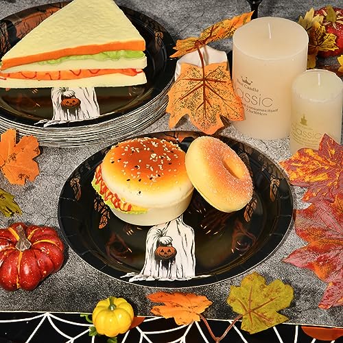 Halloween Paper Plates 30-Pack Ghost & Jack-O-Lantern Design, 9x9 Inches Party Tableware