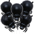 Black Spider Foil Balloons for Halloween & Party Decorations - Set of 5
