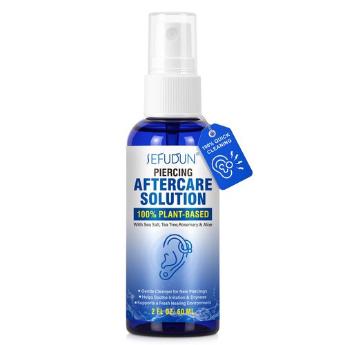 Piercing Aftercare Spray | Saline Spray For Piercings | Gentle Cleanser For Ear, Nose, Belly Button & Cartilage Piercings | Soothing, Alcohol-Free Fine Mist, 2 Fl Oz