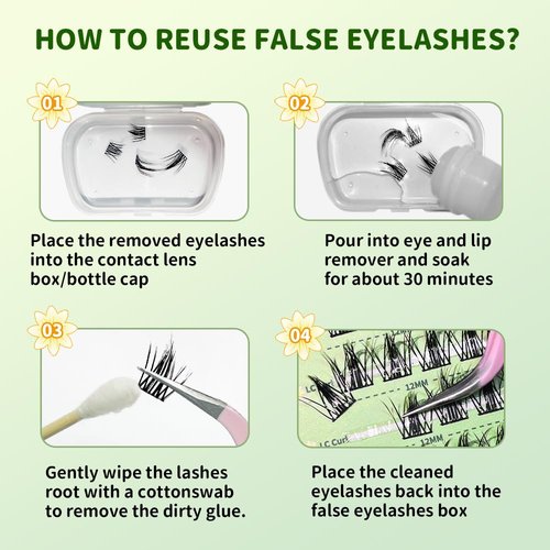 Lash Extension Kit LC Curl DIY Eyelash Extension With Thin Lash Band Natural Look Faux Lash Clusters With Bottom Lashes, 10-12mm Individual False Lashes for Self Use