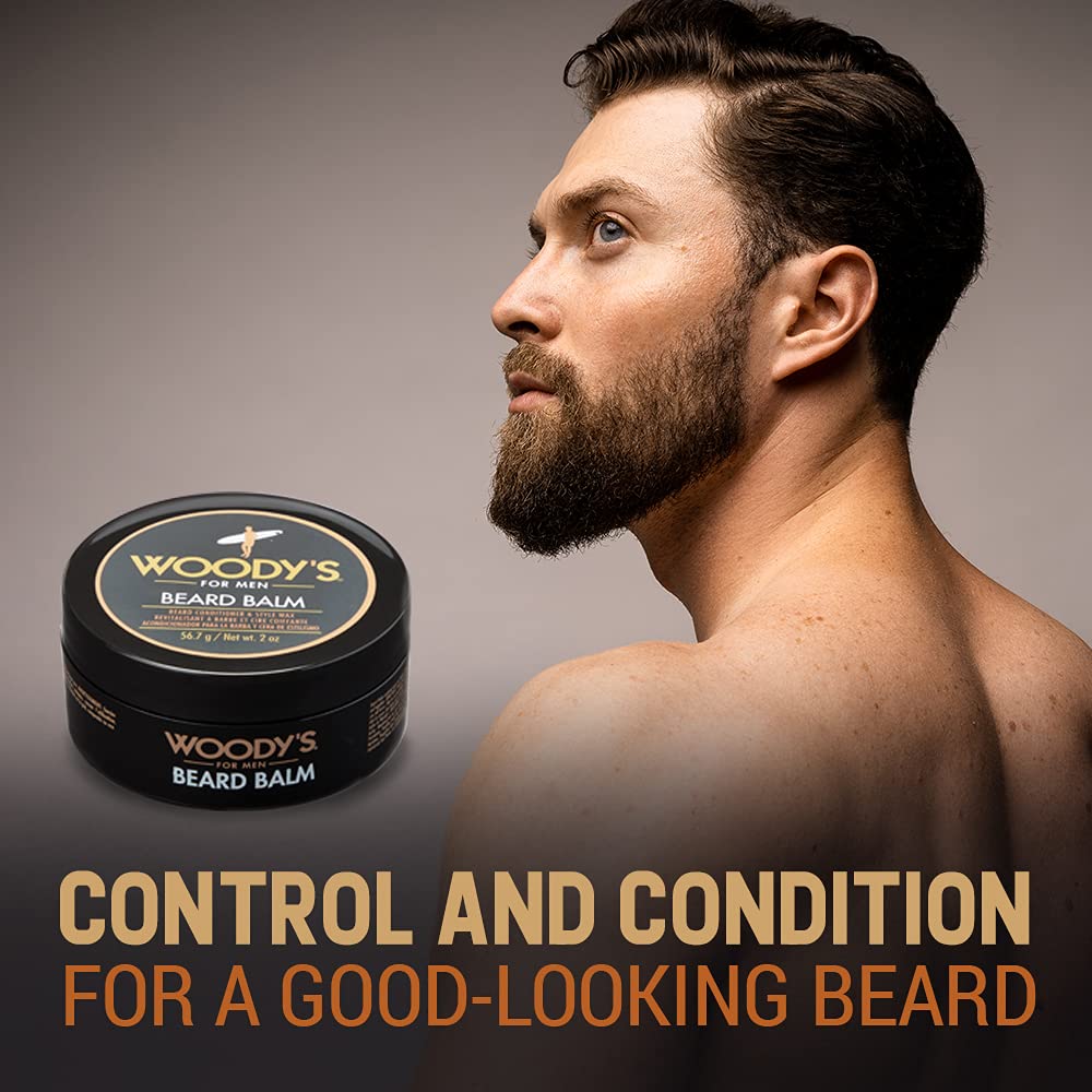 Woody's 2-in-1 Beard Balm - Natural Beeswax Beard Softener & Styling Wax, 2 oz