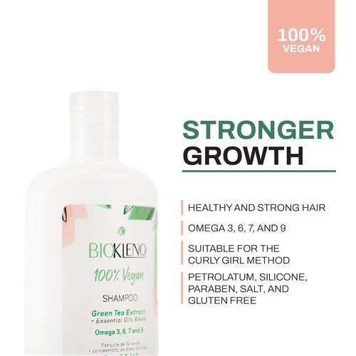 Biokleno Vegan Shampoo - Nourishing Green Tea & Essential Oils Blend | Sulfate-Free, 14.20 fl oz