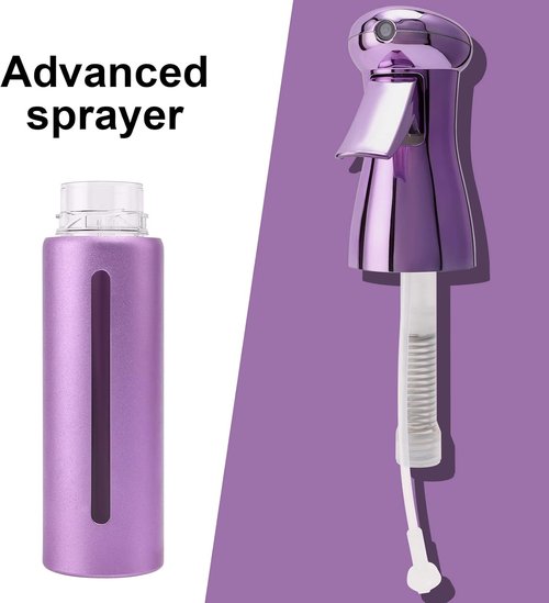 Salon Style Continuous Spray Bottle - Fine Mist 10 Oz Luminous Aerosol-Free Water Sprayer for Hair, Plants & Cleaning - Purple