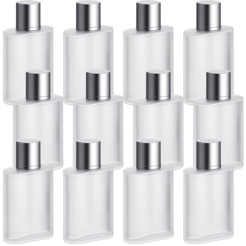 Tessco for you 12 Pcs 50/100ml Frosted Glass Bottle Perfume Atomizer Refillable Spray Empty Perfume Dispenser Fine Mist Atomizer Cosmetic Container for Travel Men Women (1.7 Ounces,Silver Gray)