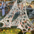236x39 Inch Bloody Halloween Spider Web Netting - 680 Sq Ft Outdoor Decoration with Spiders & Bats