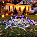 1 Pack 6.6 Ft Halloween Giant Spider with 9-inch Metal Stand & 38 LED Lights