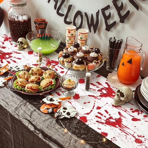 Halloween Blood Handprint Table Runner - 84x14 Inch Horror Decor - Variation of Horror Halloween / 1