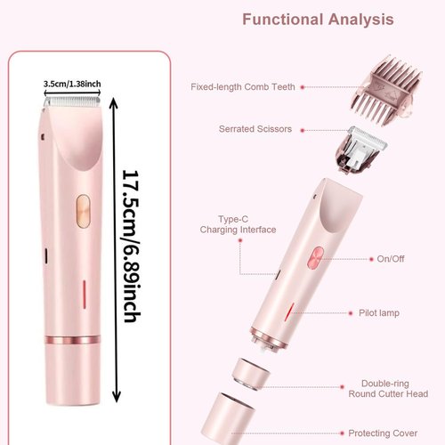 Skiennix Bikini Trimmer - 2-in-1 Cordless & Waterproof Electric Shaver for Women | Painless Hair Removal, Purple