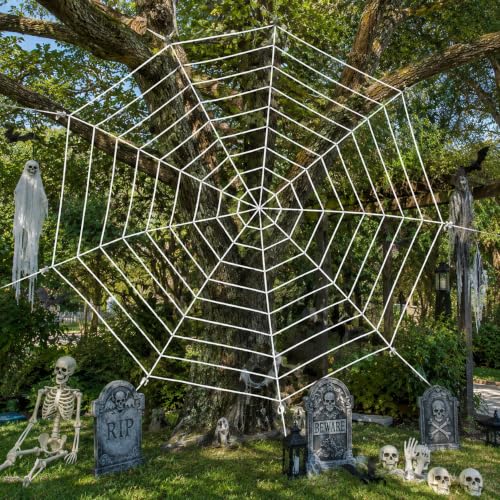 11.8ft White Spider Web Decoration with 9 Coils Halloween Outdoor Indoor
