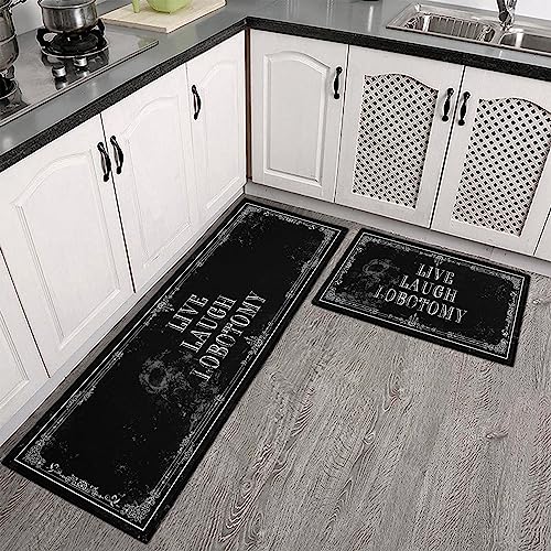 Halloween Gothic Kitchen Mat Set of 2 - Non Slip Skull Witch Decor 2026 Variation
