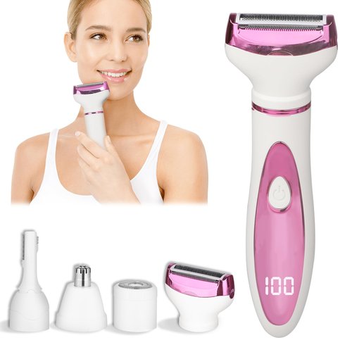 Beanify Electric Razor for Women Men,4 in 1 Painless Ladies Wet & Dry Body Razors and Facial Hair Remover,Rechargeable Led Display Hair Removal Kit for Nose Face Body Leg Bikini Arm Hair