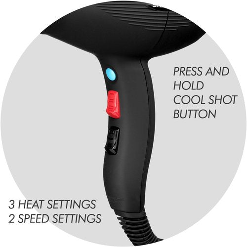 Sam Villa Ionic Professional Hair Dryer - Lightweight, Quiet Design with Variable Speed & Temperature