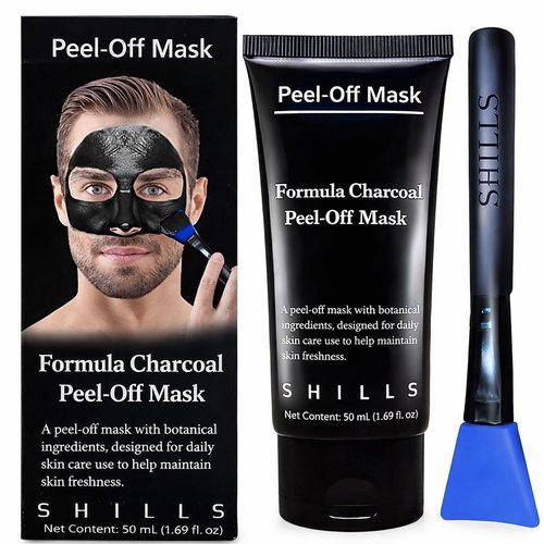 SHILLS Charcoal Mask for Men - Deep Cleansing Formula with Brush Set | 1.69 fl. oz
