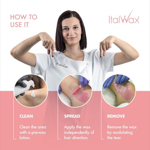 Italwax Top Line Pink Pearl Hard Wax Beads 1.65 lb (750 g) – Semi-Creamy Unscented Hard Wax for Facial Areas, Strong from First Pull, Suitable for Sensitive Skin, Professional Use – Made in Italy