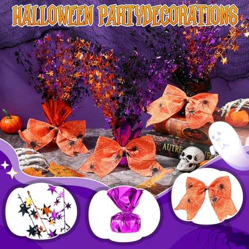 Halloween Table Centerpiece Decorations Set - Black, Orange, Purple, 6 Pieces