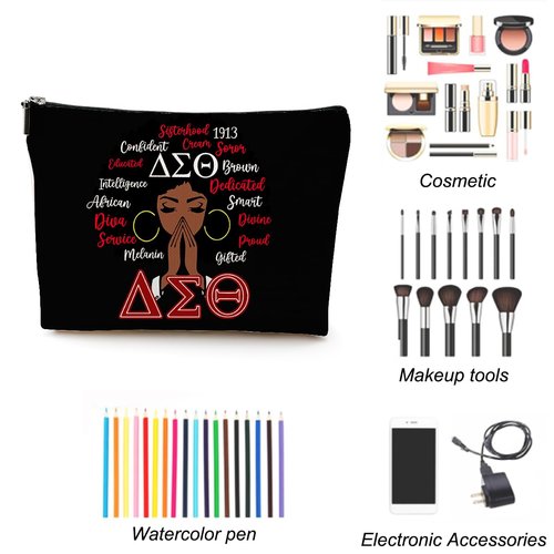 LONGXIN Sorority Gifts Paraphernalia for Women Cosmetic Make up Bag Greek Sorority Gift Makeup Zipper Pouch Bag