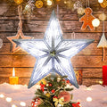 White Christmas Tree Topper Lights - 8 in 10 LED Double-Sided Star for Xmas & Holiday Decor