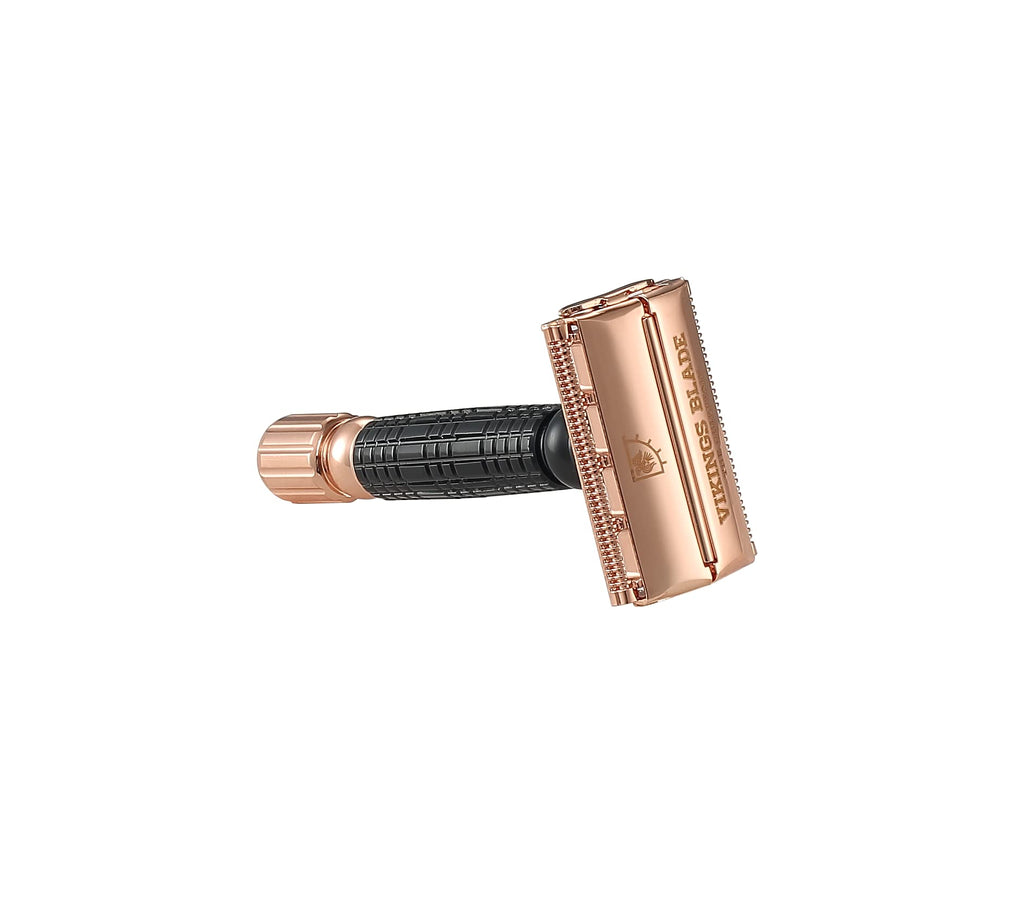 VIKINGS BLADE Double Edge Safety Razor for Men + 5 Swedish Steel Blades + Luxury Case. Smooth, Reusable, Eco-Friendly (Chieftain “Odin”)