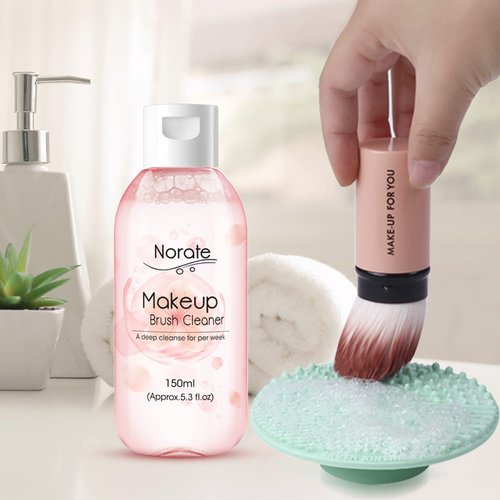 Norate Makeup Brush Cleaner - Gentle Formula Deep Clean Solution & Cleansing Pad Set | 2 Pieces