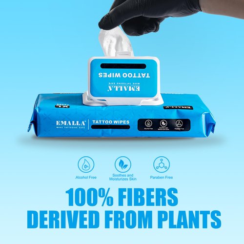 Emalla Tattoo Wipes, Large 60pcs All in One Premium Tattoo Care Wipes to Clean Skin and Tattoo Aftercare Tattoo Supplies (3 Pack)