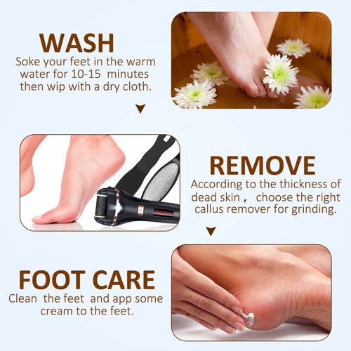 AdamPark Electric Callus Remover for Feet,Rechargeable Foot File Hard Skin Remover,Waterproof 14 in1 Professional Pedicure Kit for Cracked Heels &Dead Skin,with 9 Roller Heads 2 Speed(Black P8)