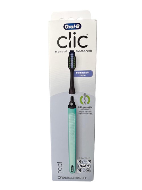 Oral-B Clic Manual Toothbrush, Teal, with Replaceable Brush Head - 1 Count, 1.0 Count