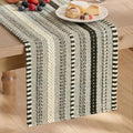 Farmhouse Style Black Stripe Braided Table Runner 12x36 Inch - Cotton & Polyester
