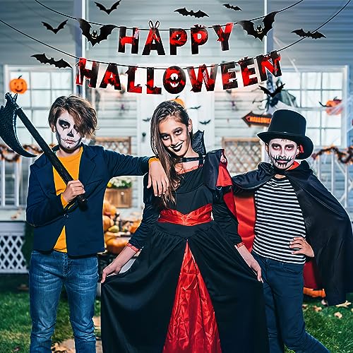 Halloween Bat Banner with 12 3D Stickers - Spooky Party Decorations