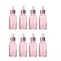 ROHIJALE 8Packs 1OZ/30ml Pink Glass Dropper Bottles For Essential Oils Glass Eye Dropper Bottle with Rosegold Top and Pipettes Pink Lab Dropping Dispenser Bottles For Travel Cuticle Massage Perfume