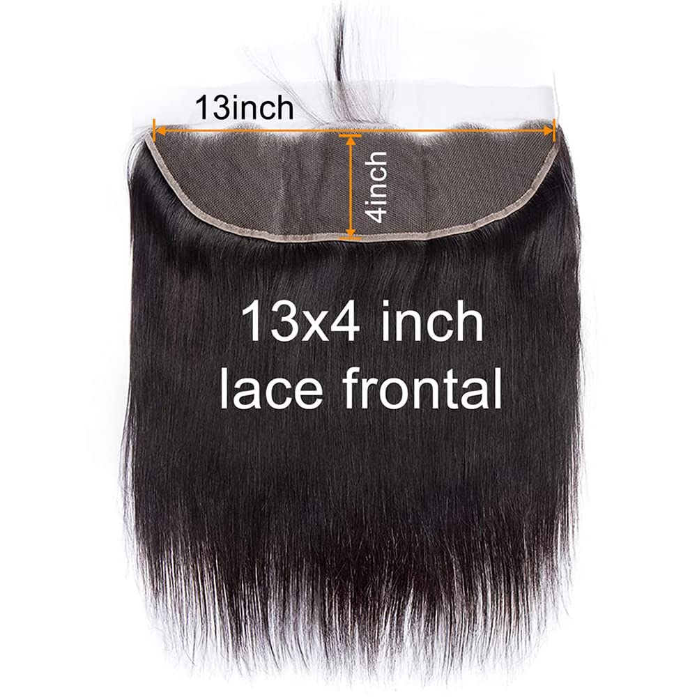 Winky cool lace Frontal Closure 13x4 Ear To Ear Transparent Lace Frontal 16 Inch 12A Brazilian Straight Frontal Human Hair Transparent Frontal Closure 150% Density Natural Hairline Pre Plucked with