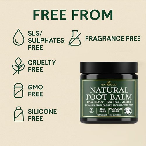Organic Tea Tree Foot Balm for Dry Cracked Feet & Heels - Intensive Callus Remover & Foot Repair Cream with Shea Butter - Moisturizer for Rough Hard Skin & Cracked Heel Treatment for Men & Women
