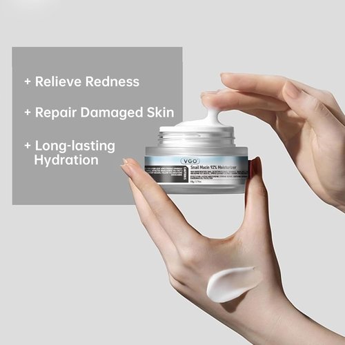 VGO Skin Care Set - Snail Mucin Moisturizer 1.76 Oz, Vitamin C Serum 1.01 Oz & Facial Cleanser 3.52 Oz | Vegan & Cruelty-Free Daily Routine for Sensitive Skin