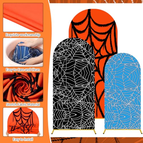 Spider Web Arch Backdrop Cover - Stretchy Party Decor 4Ft, 5Ft, 6Ft - Variation of Spider