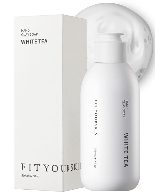 FIT YOUR SKIN Perfumed Hand Clay Soap #White Tea - Exfoliating & Moisturizing Hand Scrub Gel to Bubble Wash - Clay Pearlite & Mineral - Gentle & Long Lasting Fragrance - 1.7 fl.oz