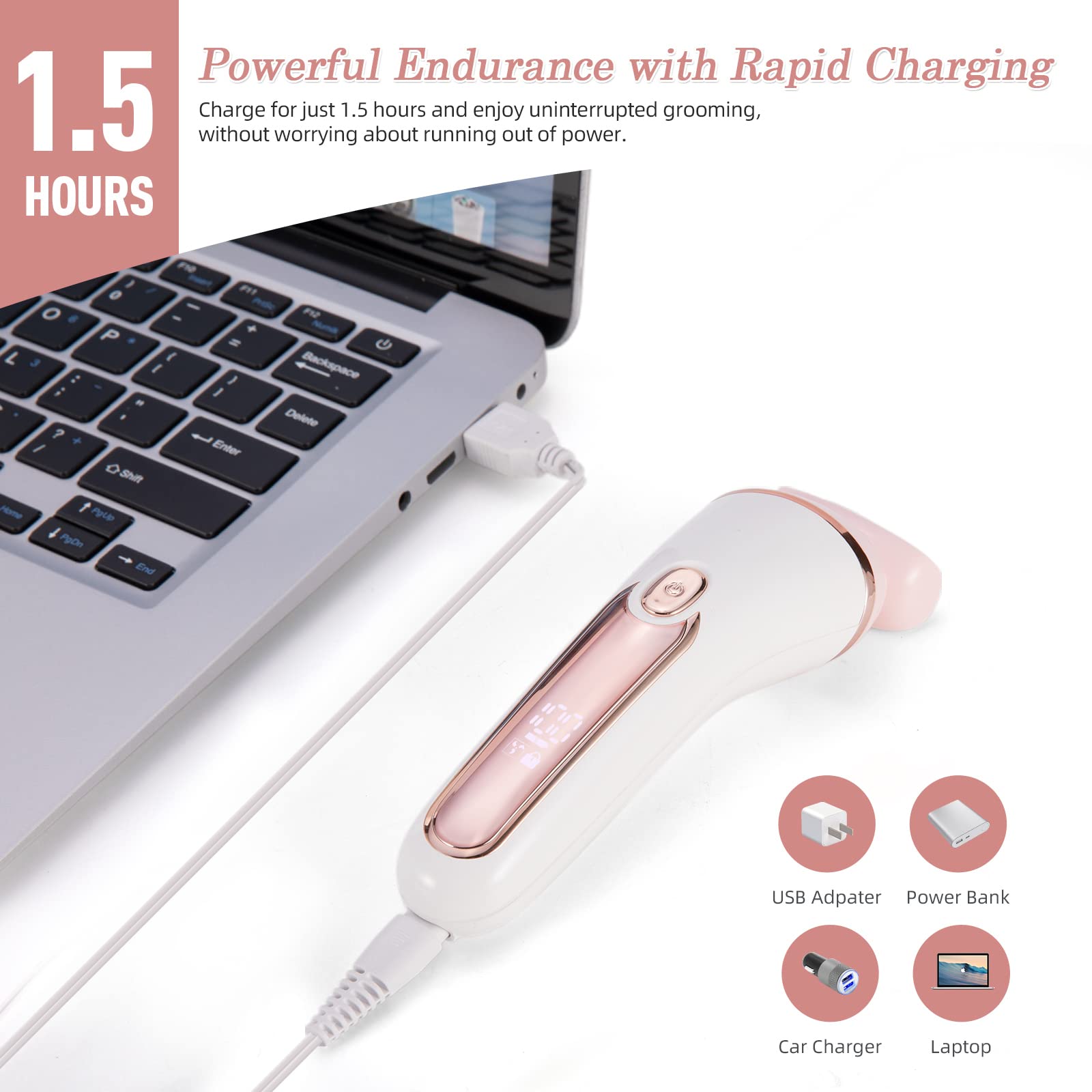 YHC Electric Razor for Women – 2-in-1 Waterproof Cordless Shaver for Legs, Underarms, Face & Bikini, Hypoallergenic Blades, Wet & Dry Use, USB Rechargeable (Pink).