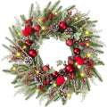 22-Inch Artificial Christmas Wreath for Front Door with Red Berries & Pine Needles - Green & Red Variation