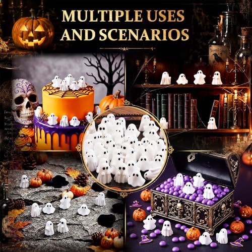Mini Ghost Figurines Set - 60 Waterproof Resin Halloween Decorations